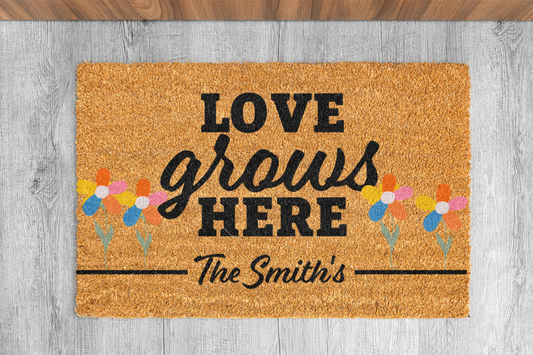 "Love Grows Here" Custom Door Mat